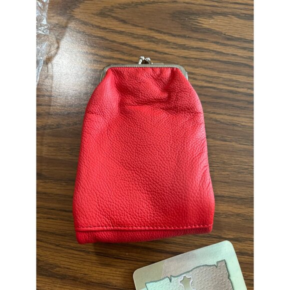 Cigarette case red leather double clip and zippered - Picture 3 of 6